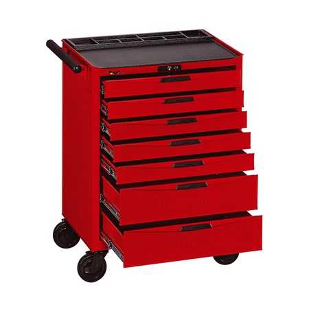 TENG TOOLS 8 Series Roller Cabinet, 7 Drawer, Red, Steel, 26 in W x 18 in D x 37 in H TCW807NU